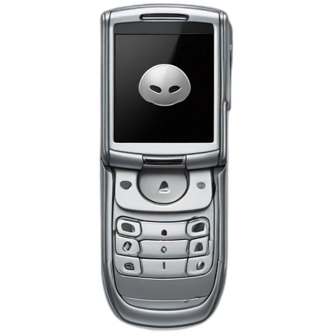 silver Motorola Razr V3 mobile device with the iconic clamshell design. emoji