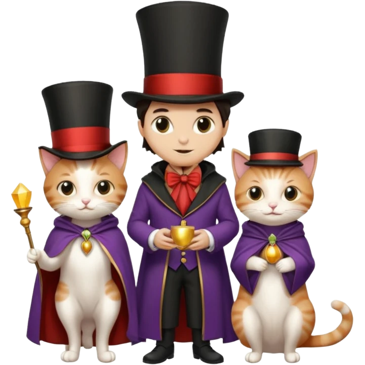 magician couple and their pet cat emoji