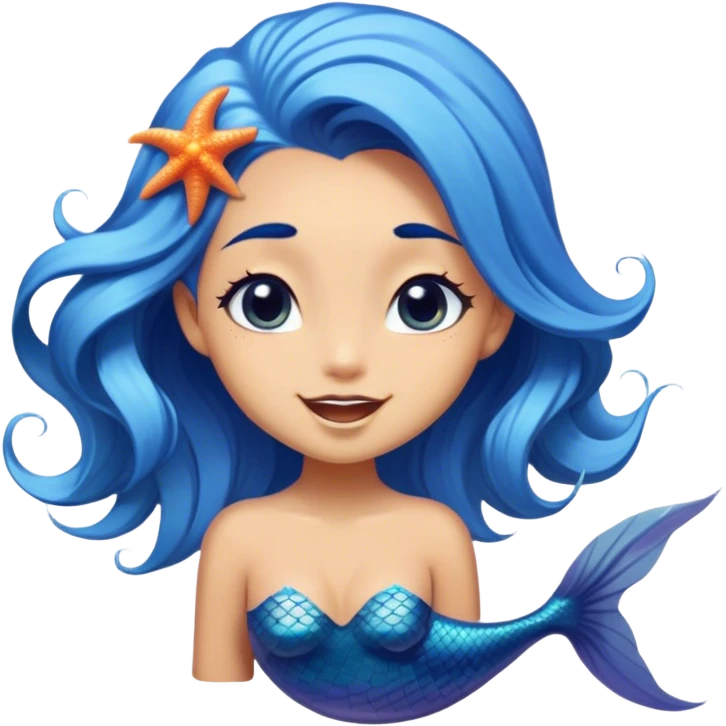 Cinematic Realistic Blue Hair Mermaid Portrait, head tilted dramatically with an exaggeratedly amused expression, featuring a striking, vibrant form with meticulously detailed, flowing blue hair and glowing, tanned skin. Her expressive eyes brim with playful marine mischief, rendered with dynamic underwater lighting and vibrant textures that imbue the scene with an air of cheeky, over‐the‐top oceanic whimsy—capturing the essence of a spirited mermaid ready to enchant with coastal charm. emoji