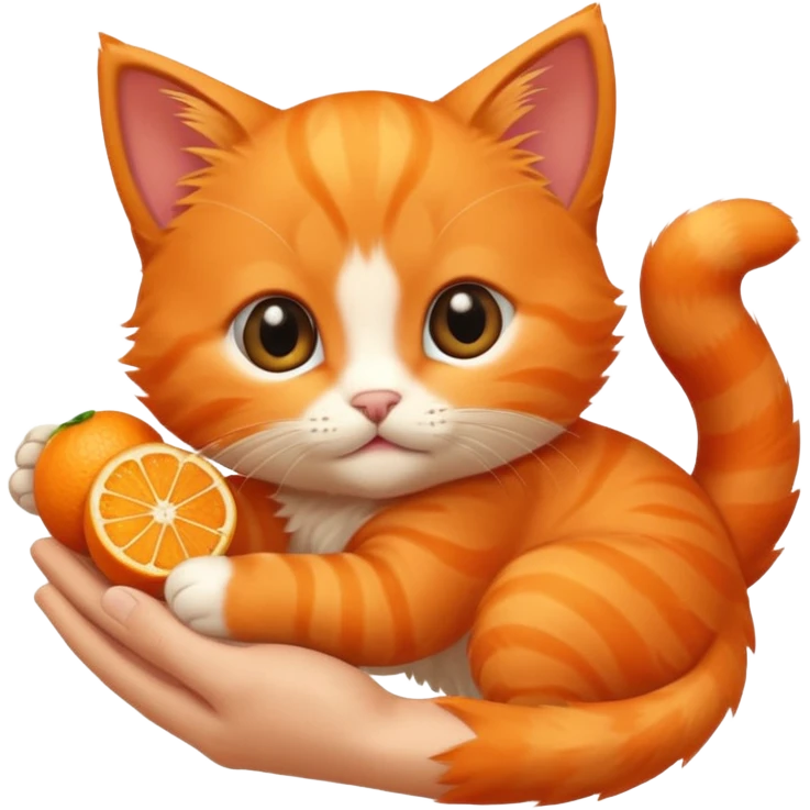 hand petting orange kitten emoji