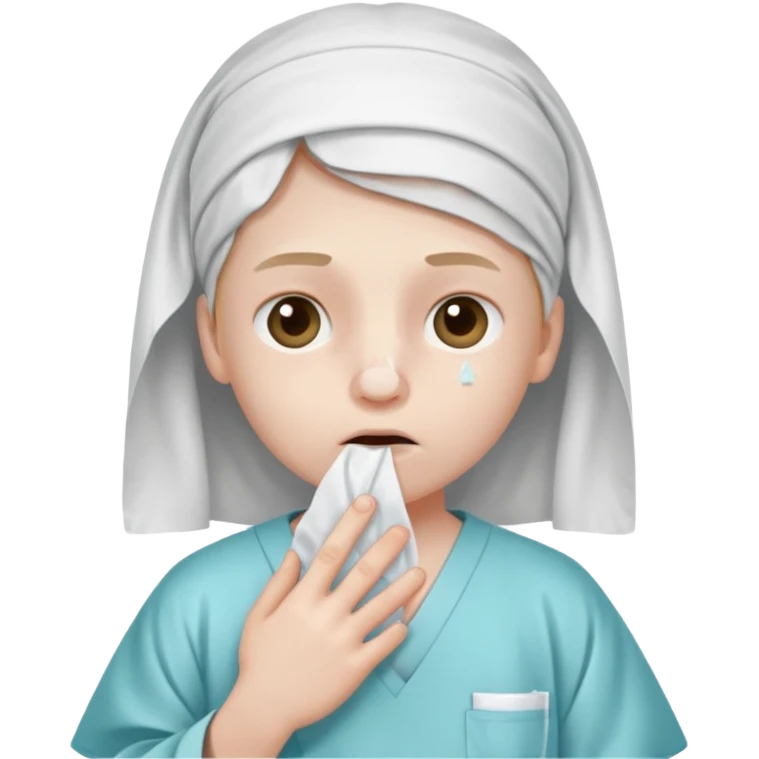 sick kid with tissue on nose emoji