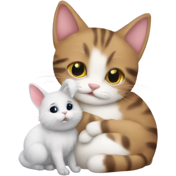 Cat cuddling a bunny  emoji
