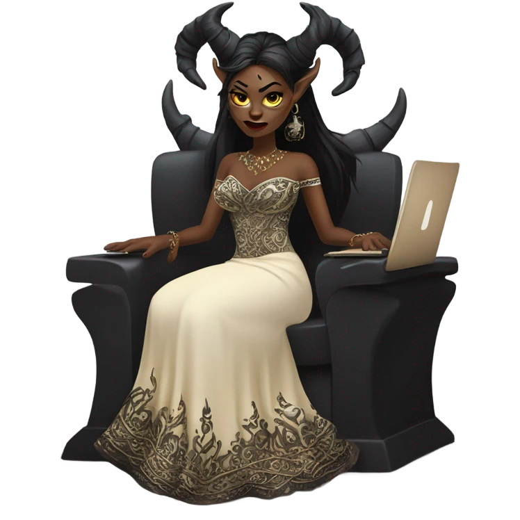 demon in dress in computer emoji