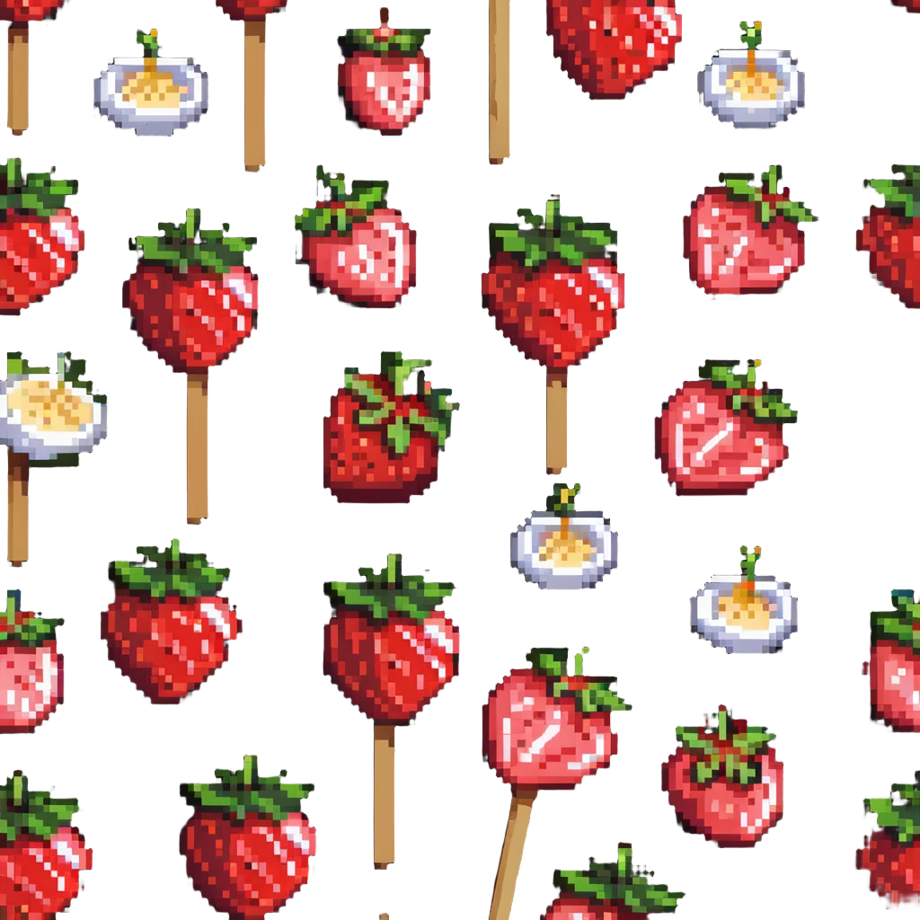 strawberry tanghulu on a wooden stick with shiny sugar coating emoji