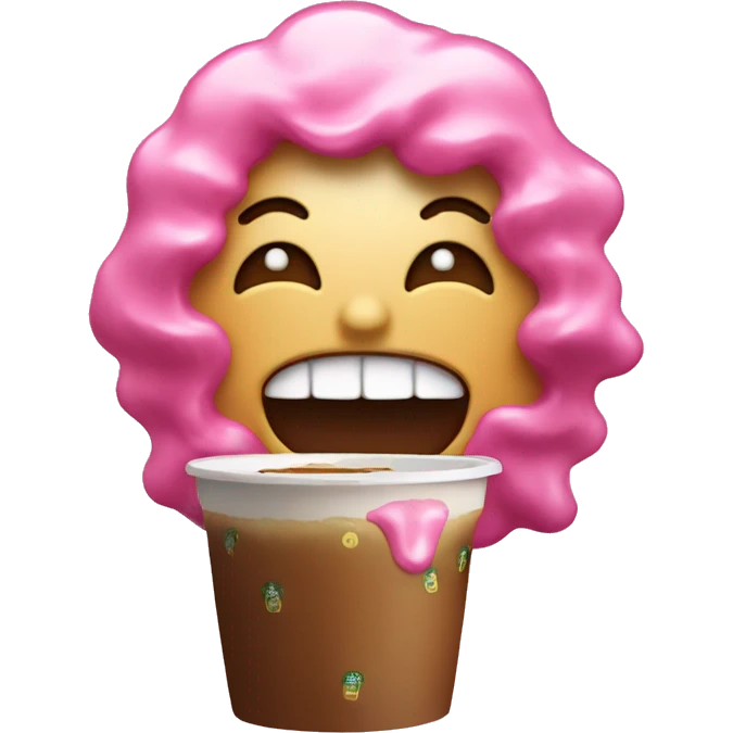 laughing emoji with pink tears and starbucks emoji