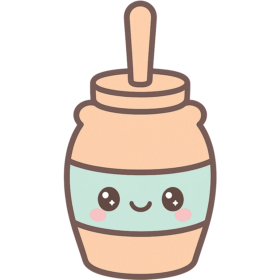 cute kawaii style emoji of a butter churn with a happy face emoji