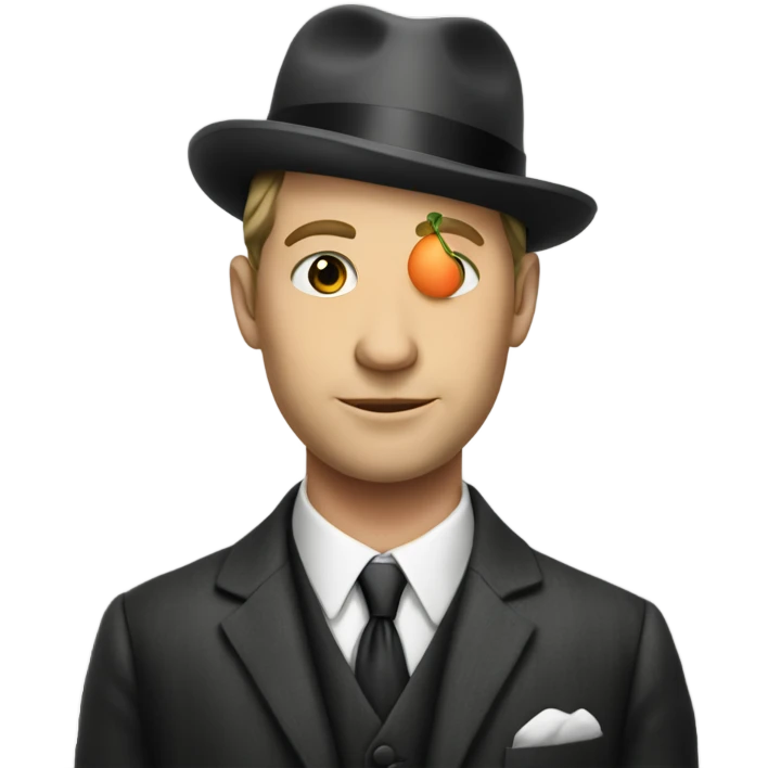 a white man in 1920s with a melon hat in a suit emoji