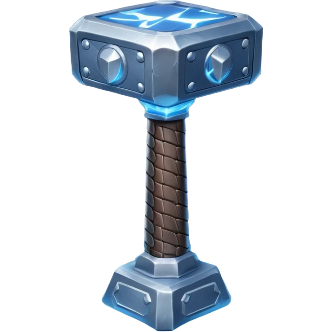 Thor's hammer with lightning infused emoji