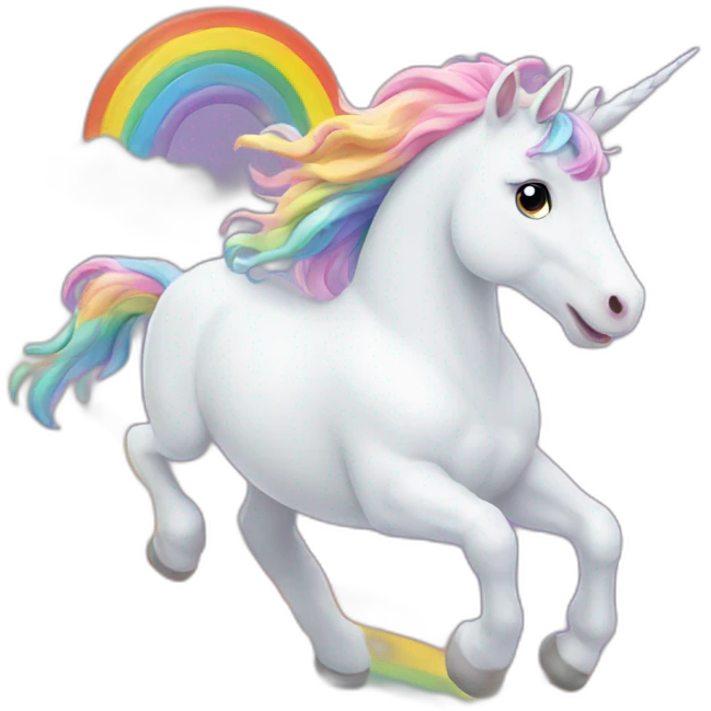 unicorn coming from a rainbow emoji