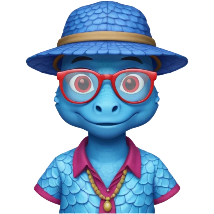 blue dragon with shirt hat and glasses emoji