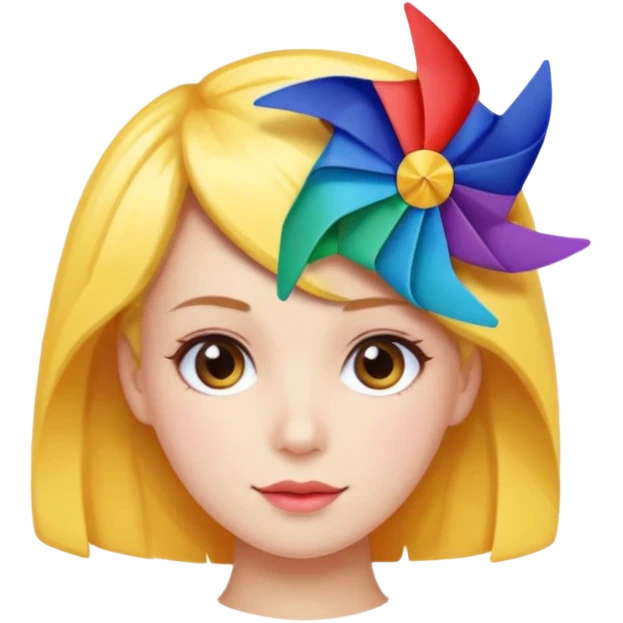 Girl with pinwheel hair clip emoji