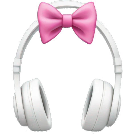 White headphones with a pink bow emoji