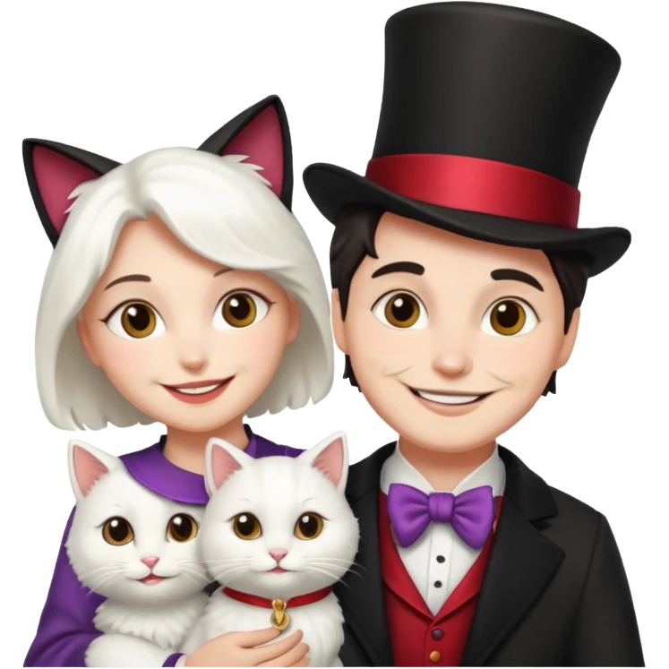 magician couple and their pet cat emoji