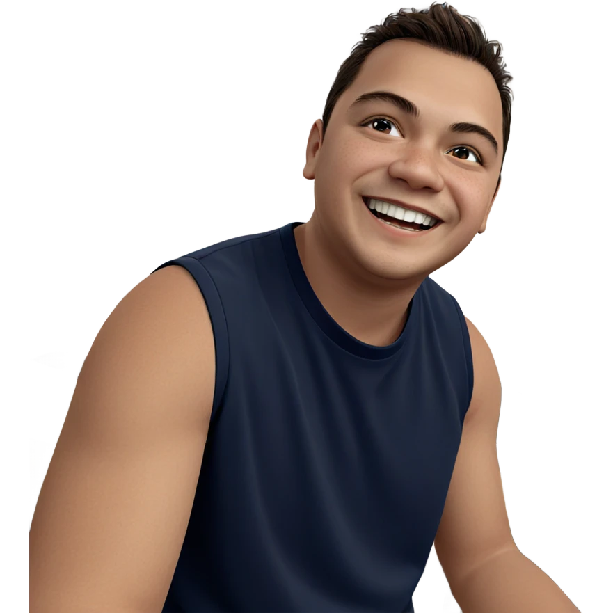 smiling boy with freckles indoors emoji