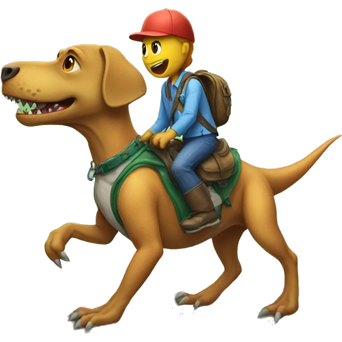 Dinosaur riding dog emoji