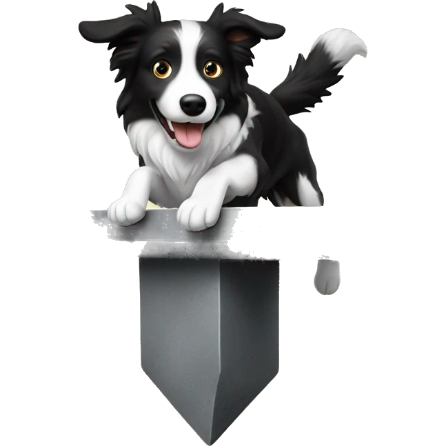 Border collie jumping over anvil emoji