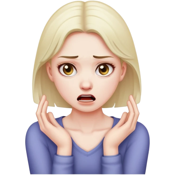 girl holding neck with both hands angrily emoji