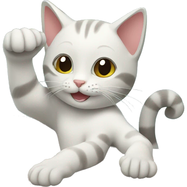 cat doing hang ten with its paw emoji