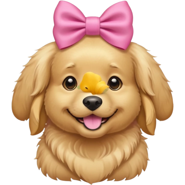 Golden retriever with a pink bow emoji