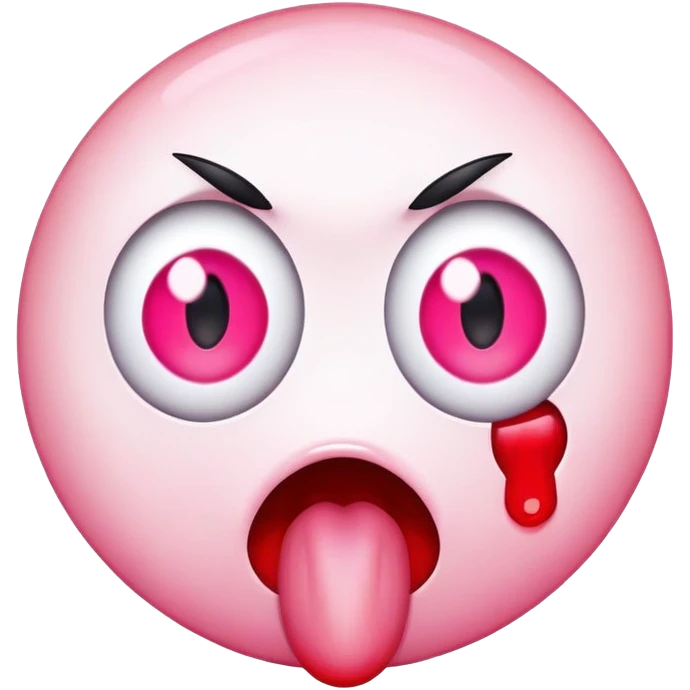 Red eyes with tongue sticking out emoji