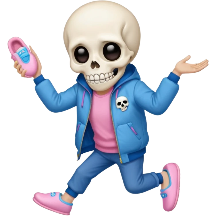 Sans the skeleton from undertale with a glowing blue left eye with his tongue out emoji