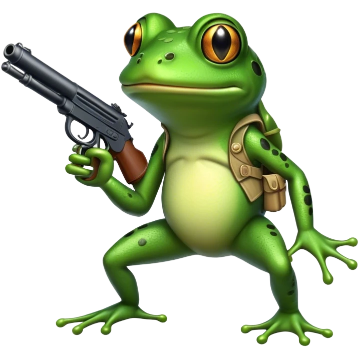 A frog with gun emoji