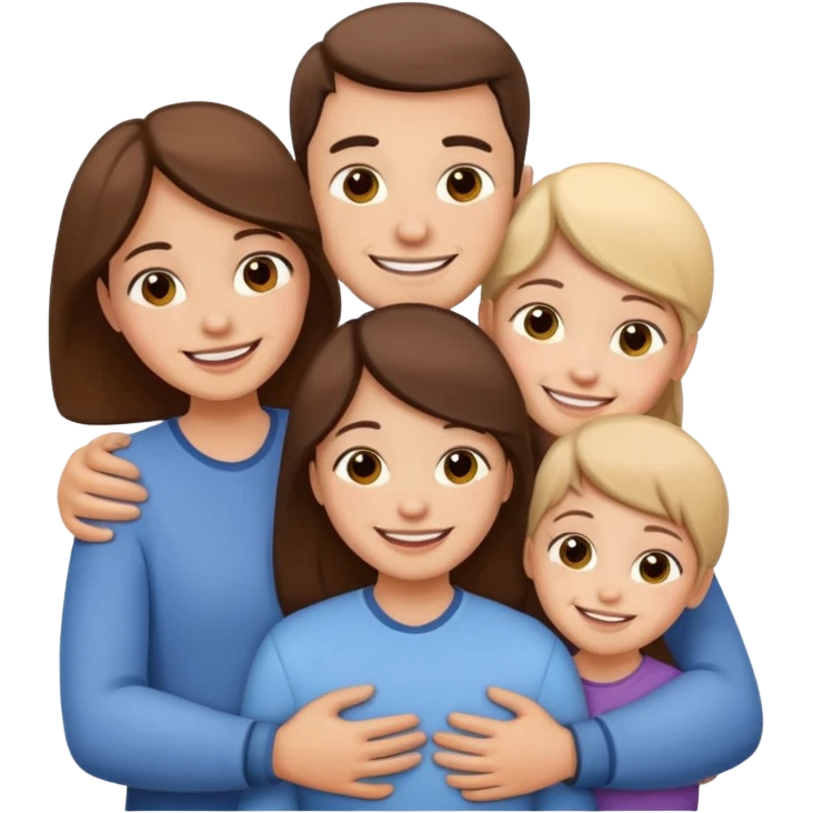 family of 5 hugging each other emoji