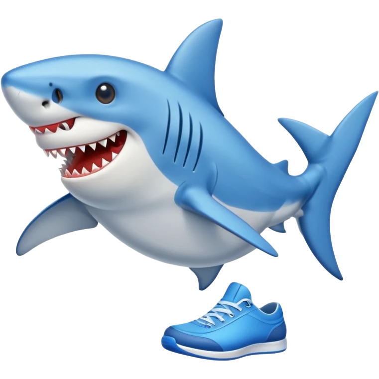 funny shark with blue shoes emoji