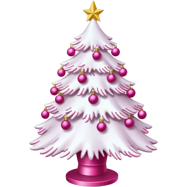 White Christmas tree with pink ornaments emoji