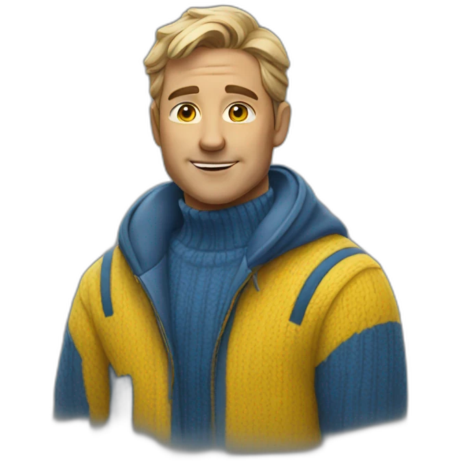 Man in blue and yellow sweater emoji