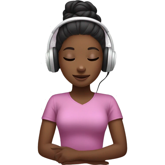 Black girl getting massage with headphones on emoji