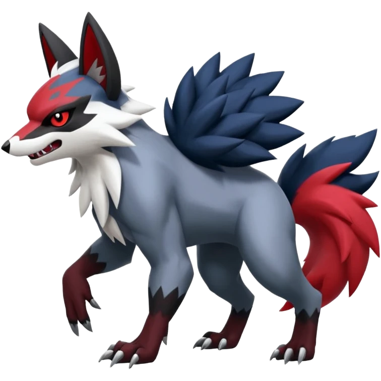 Zoroark-Zorua-Zangoose-Obstagoon-Absol-hybrid-fusion, full body emoji