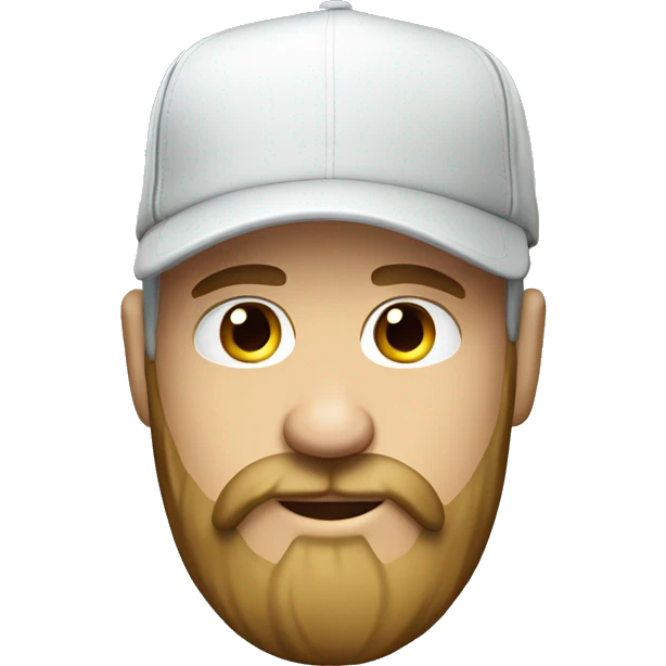 Bearded White male wearing a trucker hat. Realisic emoji