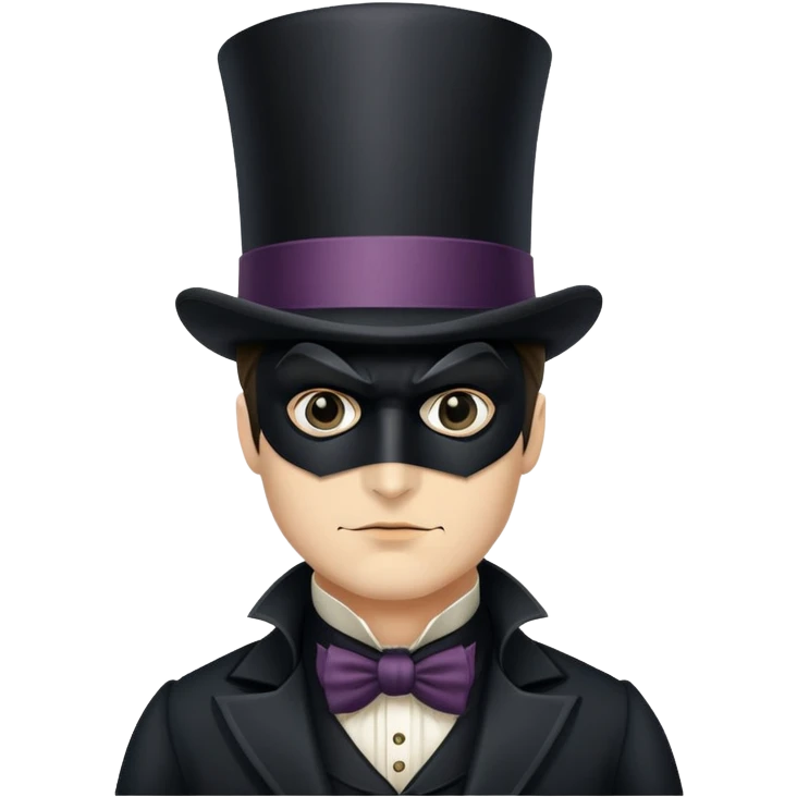 Batman with his black mask wearing Victorian era clothes with top hat emoji