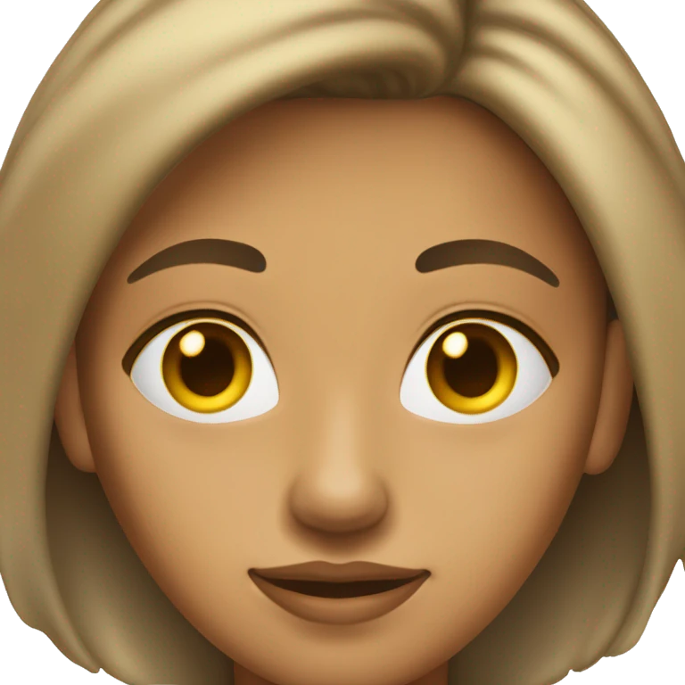 Woman of skin colour D99B61 with back hair with just a few yellow highlights and a small pimple in the middle of her chin. Make her eyes brown emoji