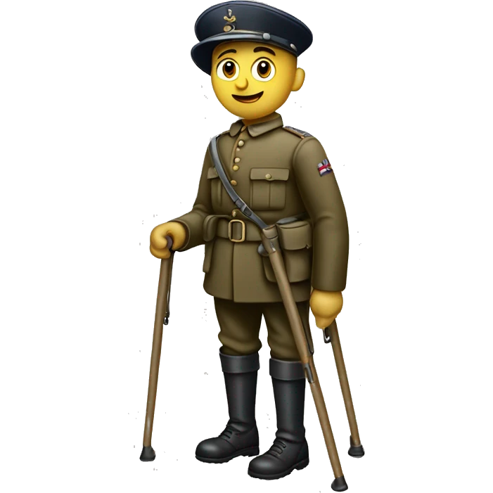 disabled ww1 soldie with amputation on crutches emoji