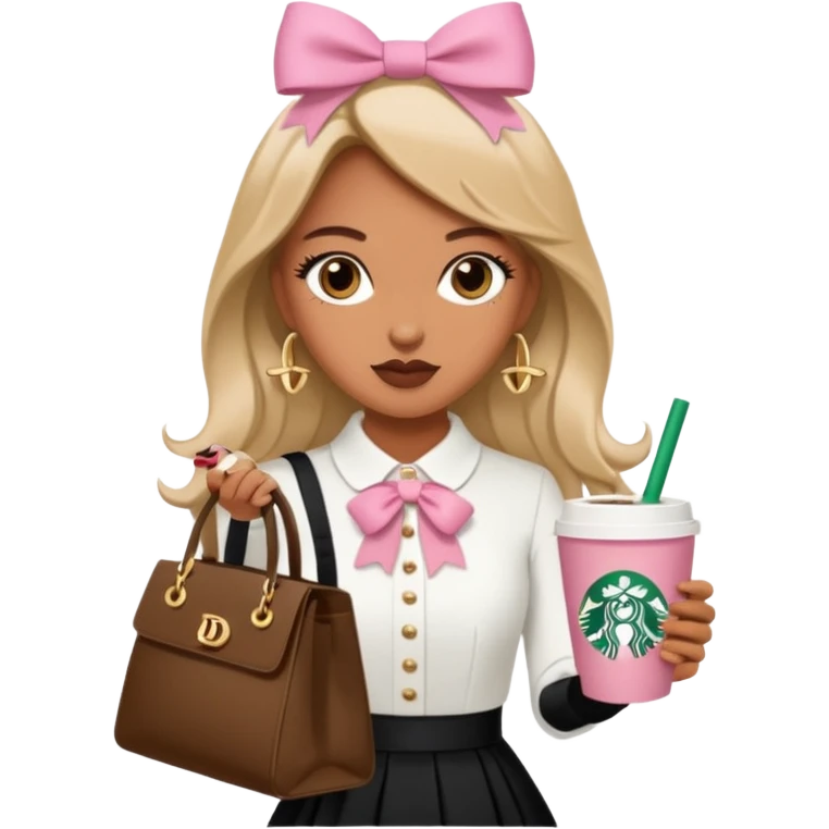 Aesthetic and BADDIE with bows and some starbucks coffee and dior bag emoji