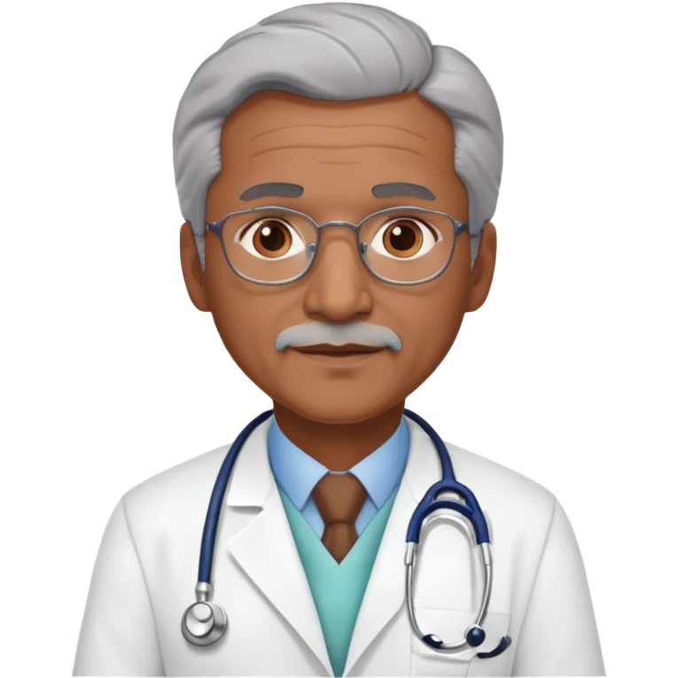 mature 60 year old male doctor with stethoscope, gray hair, medium-dark skin tone, cinnamon skin tone, professional emoji