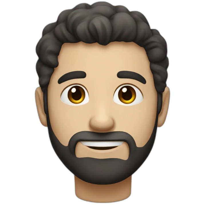 a small and thin white guy with dark hair and blue eyes and a little beard emoji