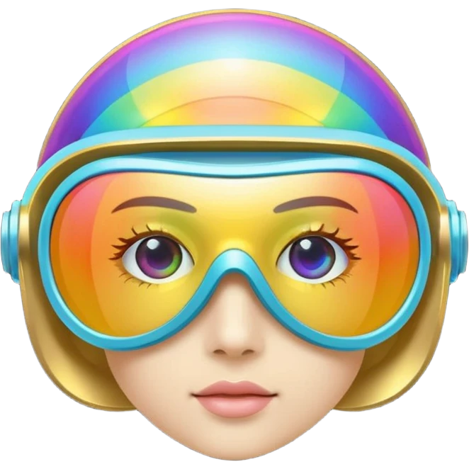 gold simulation rainbow visor goggles emoji
