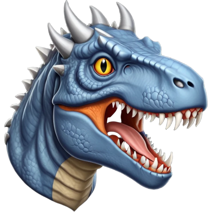 hyper realistic T. rex with gray devil horns emoji