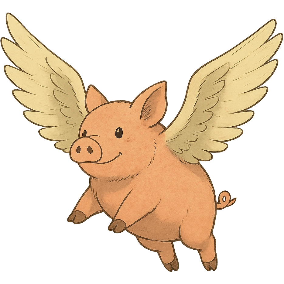 ghibli style flying pig with wings emoji
