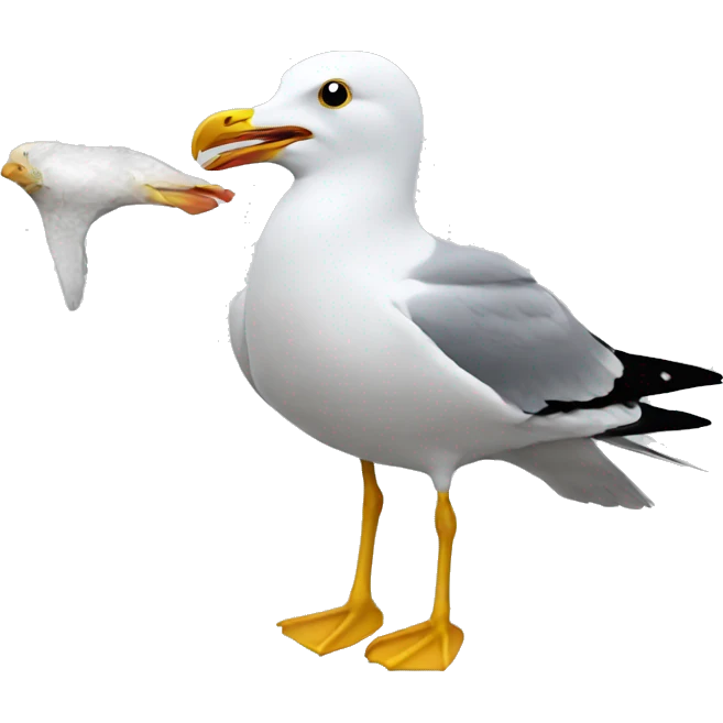 Seagull eating emoji