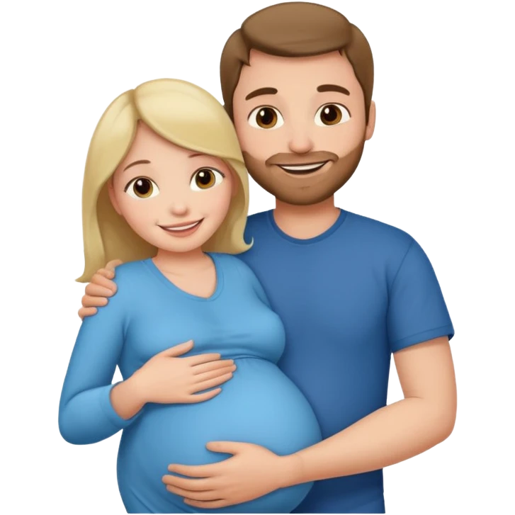Девушка беременная и мужчина обнимает ее emoji