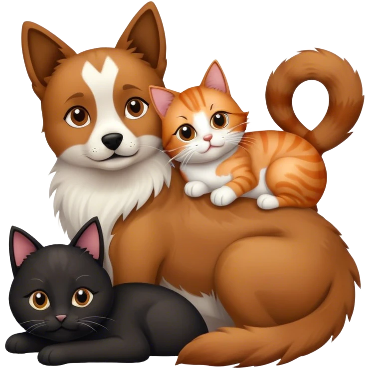 Dog with a cat laying on top emoji