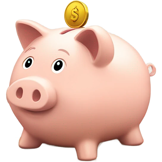 pile of coins in front of piggy bank emoji