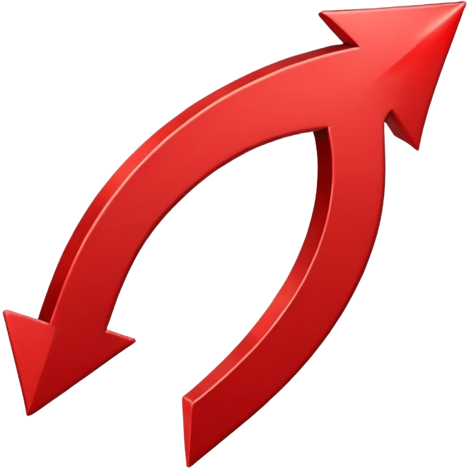 A curved red arrow facing downwards emoji