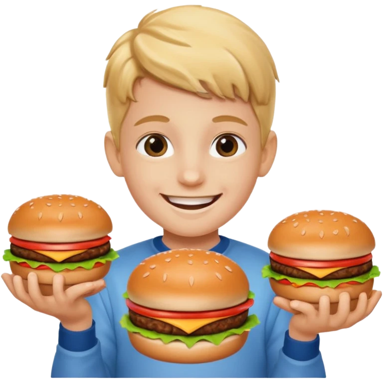 kid with hamburgers emoji