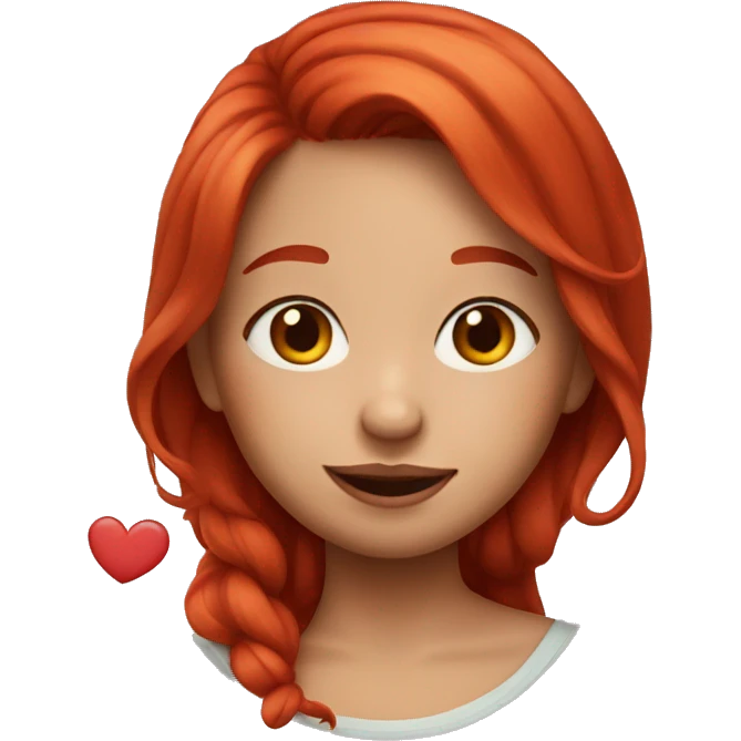 red hair girl with hearts emoji