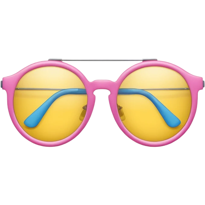 pink sunglasses with different lens, one len blue and the other len yellow emoji